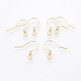 4pcs (2pairs), 316 Surgical Stainless Steel French Ear Hooks, with Horizontal Loop, Flat Earring Hooks, Real 18K Gold Plated