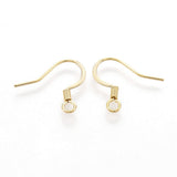 4pcs (2pairs), 316 Surgical Stainless Steel French Ear Hooks, with Horizontal Loop, Flat Earring Hooks, Real 18K Gold Plated