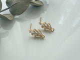 1 pair (2pcs) , Brass Cubic Zirconia Ear Stud Findings, with Loop, Nickel Free, Real 18K Gold Plated