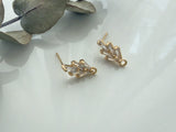 1 pair (2pcs) , Brass Cubic Zirconia Ear Stud Findings, with Loop, Nickel Free, Real 18K Gold Plated