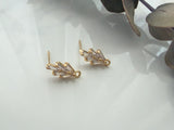 1 pair (2pcs) , Brass Cubic Zirconia Ear Stud Findings, with Loop, Nickel Free, Real 18K Gold Plated