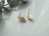 1 pair (2pcs) , Brass Cubic Zirconia Ear Stud Findings, with Loop, Nickel Free, Real 18K Gold Plated