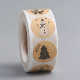 1 roll (500pcs/roll), 25mm, Thank You Round Stickers Labels in Christmas Prints