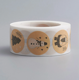 1 roll (500pcs/roll), 25mm, Thank You Round Stickers Labels in Christmas Prints