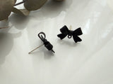 4pcs (2pairs), Bowknot Alloy Stud Earring Findings, with Loops & Plastic Ear Nuts, Black