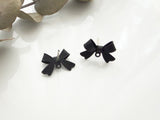 4pcs (2pairs), Bowknot Alloy Stud Earring Findings, with Loops & Plastic Ear Nuts, Black