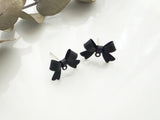 4pcs (2pairs), Bowknot Alloy Stud Earring Findings, with Loops & Plastic Ear Nuts, Black