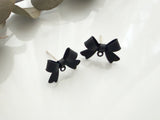 4pcs (2pairs), Bowknot Alloy Stud Earring Findings, with Loops & Plastic Ear Nuts, Black