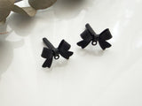 4pcs (2pairs), Bowknot Alloy Stud Earring Findings, with Loops & Plastic Ear Nuts, Black