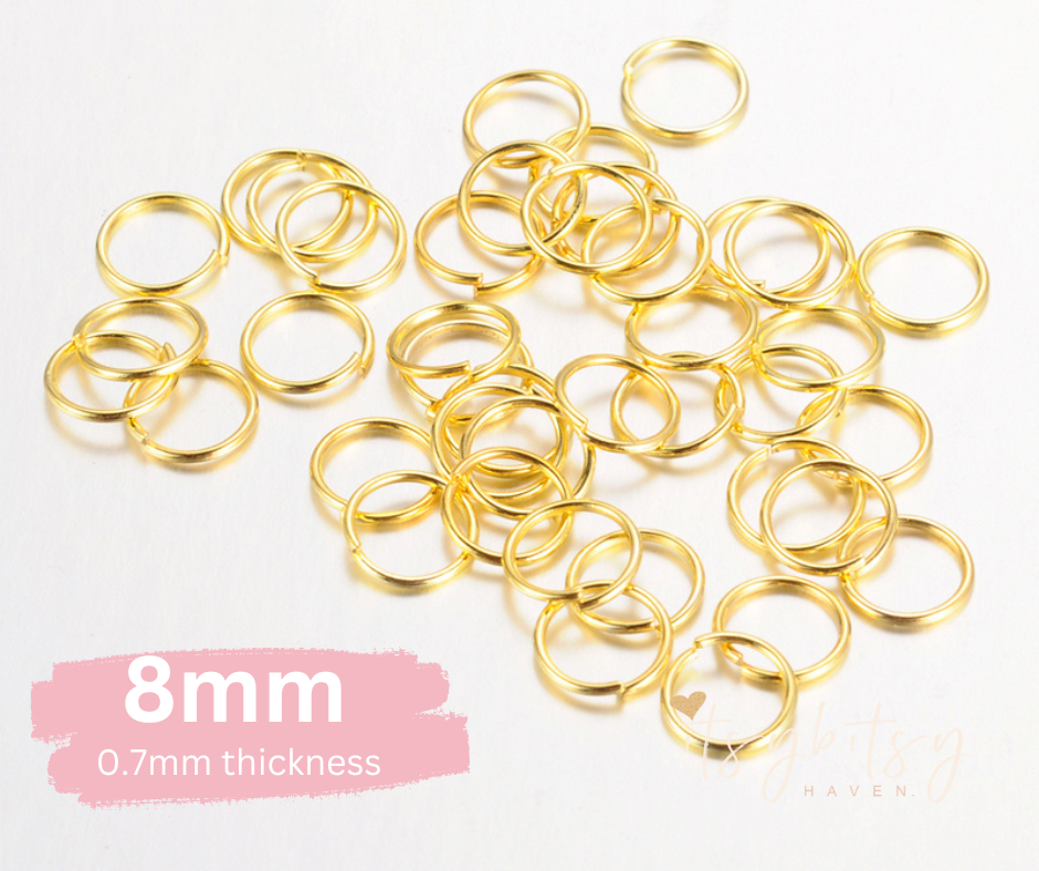 8mm Jump Rings, NICKEL FREE, Open Jump Rings , Iron, Golden Colour