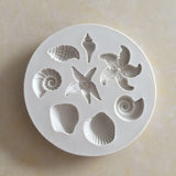 1pc, 67mm, Fondant Molds Cake Mould Silicone Baking Tools Chocolate Shell and Starfish/Sea Stars in AntiqueWhite
