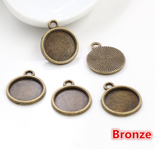 5pcs, 12mm Inner Setting,  High Quality Iron Material Pendant Cabochon I - choose your colour