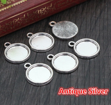 5pcs, 12mm Inner Setting,  High Quality Iron Material Pendant Cabochon I - choose your colour