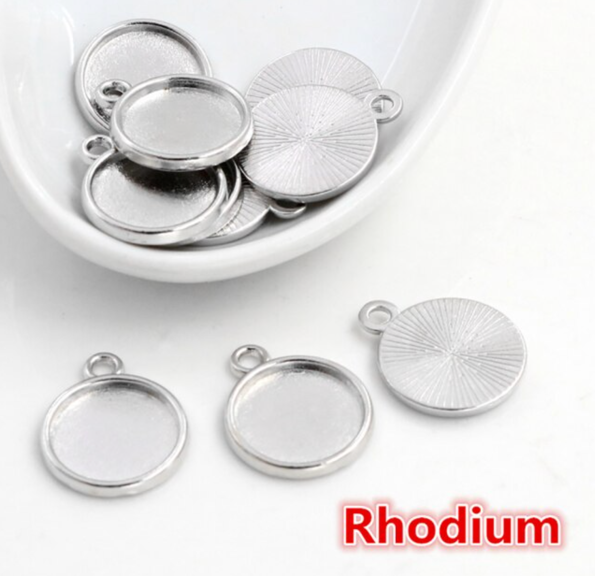 5pcs, 12mm Inner Setting,  High Quality Iron Material Pendant Cabochon I - choose your colour