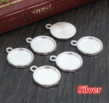 5pcs, 12mm Inner Setting,  High Quality Iron Material Pendant Cabochon I - choose your colour