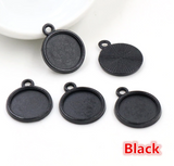 5pcs, 12mm Inner Setting,  High Quality Iron Material Pendant Cabochon I - choose your colour