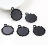 5pcs, 12mm Inner Setting,  High Quality Iron Material Pendant Cabochon II - choose your colour