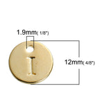 1pc, 12mm, Alphabet / Letter Pendant / Charm in Gold