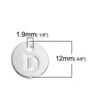 1pc, 12mm, Alphabet / Letter Pendant / Charm in Silver