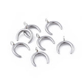 2pcs, 16.5x14.5x2mm , 304 Stainless Steel Pendants, Double Horn/Crescent Moon in Stainless Steel Colour