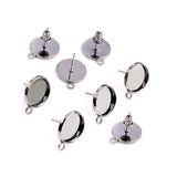 4pcs, 12mm Tray, Gunmetal Colour Stainless Iron Ear Stud Components with earring back