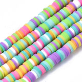 1 Strand, 4mm, Heishi Beads, Environmental Handmade Polymer Clay Beads, Disc/Flat Round  in Mixed shades