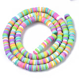 1 Strand, 4mm, Heishi Beads, Environmental Handmade Polymer Clay Beads, Disc/Flat Round  in Mixed shades