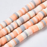 1 Strand, 4mm, Heishi Beads, Environmental Handmade Polymer Clay Beads, Disc/Flat Round  in Mixed Peach shades