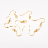 50pcs (25pairs) , 19mm, NICKEL FREE Brass Earring Hooks / Ear Wire in Gold