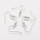 50pcs (25pairs) , 19mm, NICKEL FREE Brass Earring Hooks / Ear Wire in platinum
