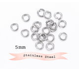 50pcs/ 100pcs, 5x1mm (18 Gauge) , 304 Stainless Steel Jump Rings, Close but Unsoldered Jump Rings, in  Stainless Steel Color
