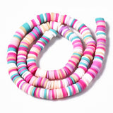 1 Strand, 6mm, Heishi Beads, Environmental Handmade Polymer Clay Beads, Disc/Flat Round  in Hot Pink Shades