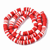 1 Strand, 6mm, Heishi Beads, Environmental Handmade Polymer Clay Beads, Disc/Flat Round  in Red Shades