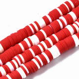 1 Strand, 6mm, Heishi Beads, Environmental Handmade Polymer Clay Beads, Disc/Flat Round  in Red Shades