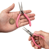 1pc, 12x7.6x0.9cm, Carbon Steel Jewelry Pliers, Round Nose Pliers in Pink