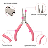 1pc, 12x7.6x0.9cm, Carbon Steel Jewelry Pliers, Round Nose Pliers in Pink