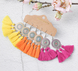 3pairs (6pcs) , Boho Tassel Drop Earrings Bundles Jewelry Accessories