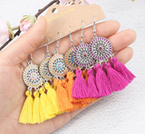 3pairs (6pcs) , Boho Tassel Drop Earrings Bundles Jewelry Accessories