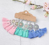 3pairs (6pcs) , Boho Tassel Drop Earrings Bundles Jewelry Accessories