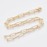 Brass Round Oval Paperclip Chain Necklace Making, with Lobster Claw Clasps