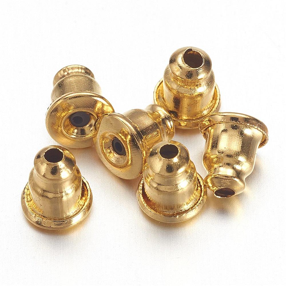 50pcs, Brass Bullet Earring Backs // Stoppers // Ear Post Nut in Gold