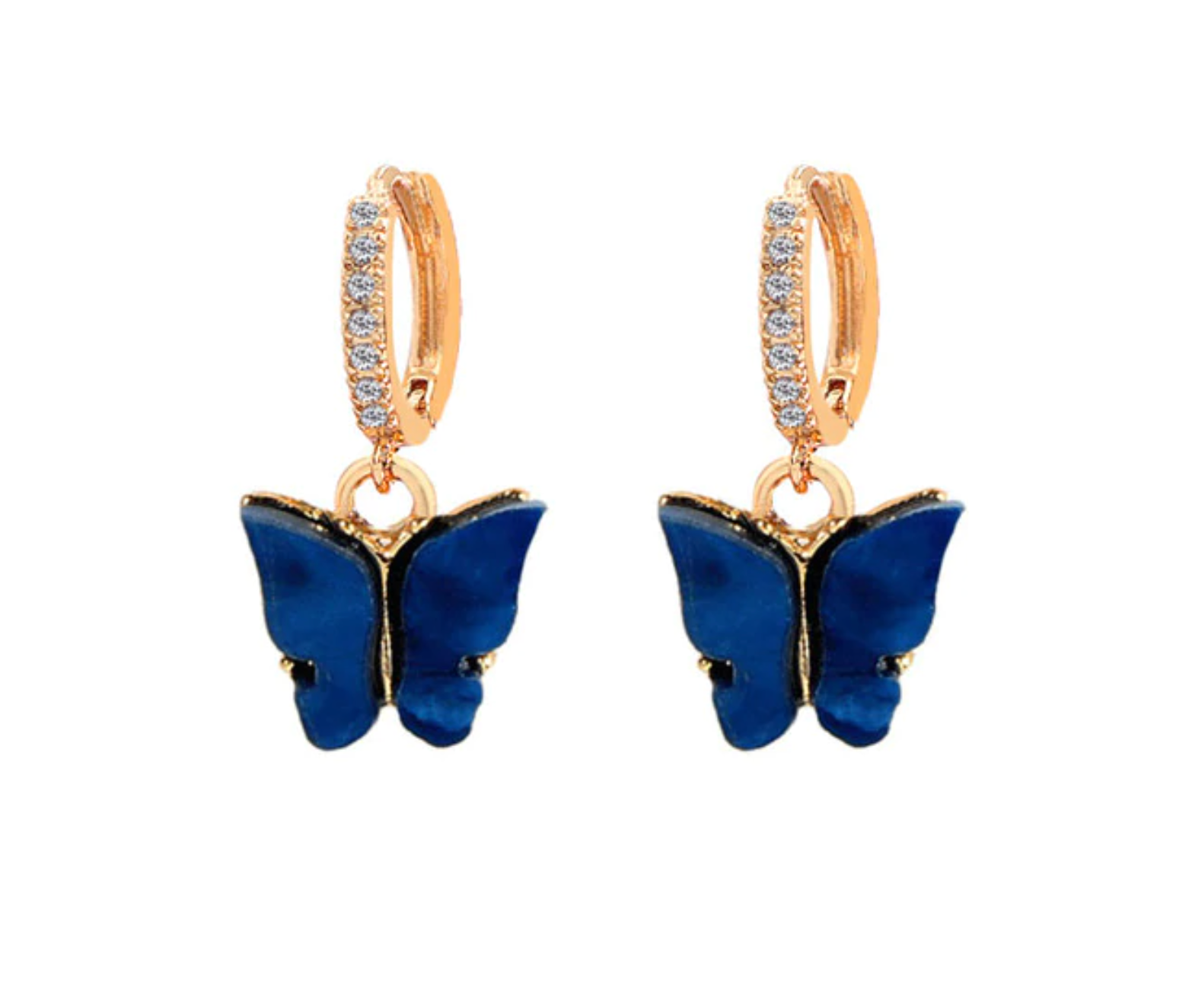 1 pair(2pcs),  Butterfly Drop Earrings in Blue