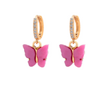 1 pair(2pcs),  Butterfly Drop Earrings in Pink