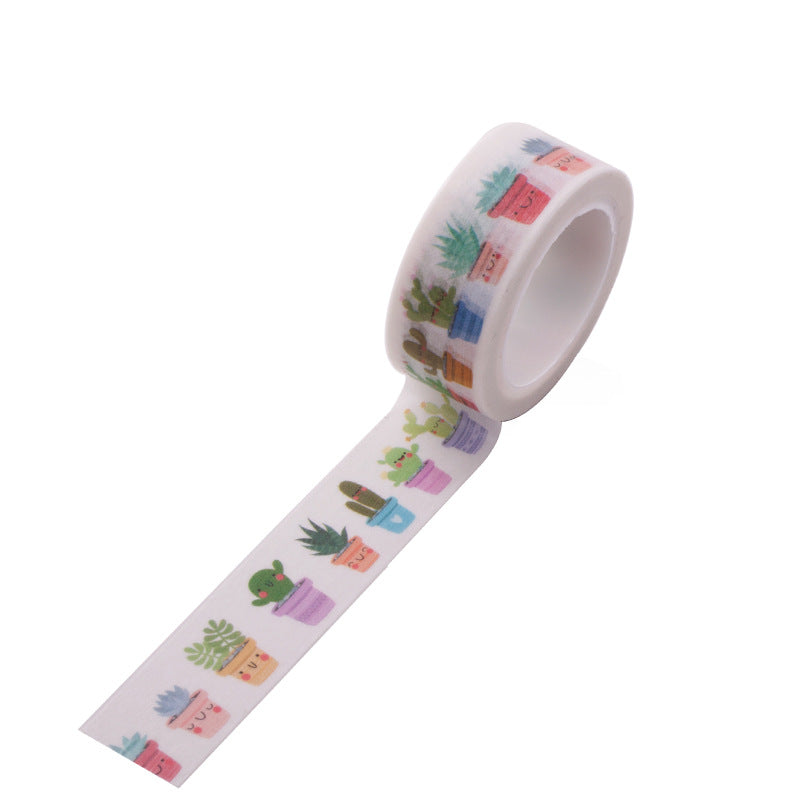 1 Roll (10m/roll), 15mm, Cactus Decorative Adhesive / Washi Tape