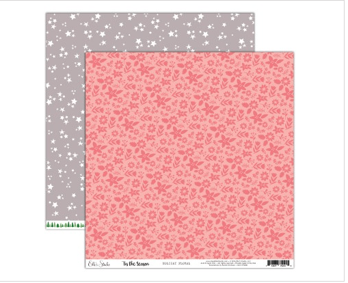 Elle Studio 'Tis the Season Holiday Floral 12x12 Scrapbook Paper Sheet