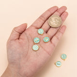 1pc , 12x15mm , Round Enamel Alphabet / Letter Pendant / Charm in Turquoise