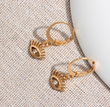 1 pair(2pcs),  Evil Eye Drop Earrings in Gold