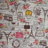 Eiffel Tower Pattern Cotton and Linen Fabric Sheet