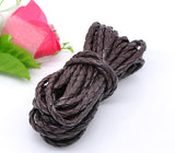 2 Meters, 5mm, Faux Leather Jewelry Braided Cord Coffee