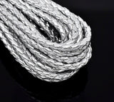 2 Meters, 5mm, Faux Leather Jewelry Braided Cord Silver